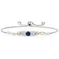 thumbnail image 1 of 925 Sterling Silver and 10K Yellow Gold Blue Sapphire White Moissanite and White Lab Grown Diamond Tennis Bracelet for Women (1.62 Cttw, Gemstone September Birthstone, Fully Adjustable up to 9 inch), 1 of 4