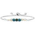 thumbnail image 1 of 925 Sterling Silver and 10K Yellow Gold Green Mystic Topaz London Blue Topaz and White Lab Grown Diamond Tennis Bracelet for Women (1.97 Cttw, Gemstone Birthstone, Fully Adjustable up to 9 inch), 1 of 4