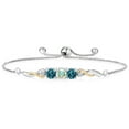 thumbnail image 1 of 925 Sterling Silver and 10K Yellow Gold Mercury Mist Mystic Topaz London Blue Topaz and Lab Grown Diamond Tennis Bracelet for Women (1.97 Cttw, Gemstone Birthstone, Fully Adjustable up to 9 inch), 1 of 4