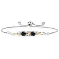 thumbnail image 1 of 925 Sterling Silver and 10K Yellow Gold Peach Morganite Black Sapphire and White Lab Grown Diamond Tennis Bracelet for Women (1.80 Cttw, Gemstone October Birthstone, Fully Adjustable up to 9 inch), 1 of 4