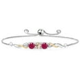 thumbnail image 1 of 925 Sterling Silver and 10K Yellow Gold Peach Morganite Red Ruby and White Lab Grown Diamond Tennis Bracelet for Women (1.52 Cttw, Gemstone October Birthstone, Fully Adjustable up to 9 inch), 1 of 4