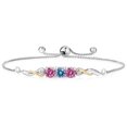 thumbnail image 1 of 925 Sterling Silver and 10K Yellow Gold Persian Blue Moissanite Pink Moissanite and White Lab Grown Diamond Tennis Bracelet for Women (1.52 Cttw, Gemstone Birthstone, Fully Adjustable up to 9 inch), 1 of 4