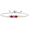 thumbnail image 1 of 925 Sterling Silver and 10K Yellow Gold Pink Created Sapphire Red Garnet and White Lab Grown Diamond Tennis Bracelet for Women (2.57 Cttw, Gemstone September Birthstone, Fully Adjustable up to 9 inch), 1 of 4