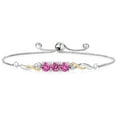 thumbnail image 1 of 925 Sterling Silver and 10K Yellow Gold Pink Moissanite Pink Created Sapphire and White Lab Grown Diamond Tennis Bracelet for Women (1.62 Cttw, Gemstone Birthstone, Fully Adjustable up to 9 inch), 1 of 4