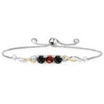 thumbnail image 1 of 925 Sterling Silver and 10K Yellow Gold Red Garnet Black Sapphire and White Lab Grown Diamond Tennis Bracelet for Women (2.40 Cttw, Gemstone January Birthstone, Fully Adjustable up to 9 inch), 1 of 4