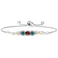 thumbnail image 1 of 925 Sterling Silver and 10K Yellow Gold Red Garnet Blue Moissanite and White Lab Grown Diamond Tennis Bracelet for Women (2.02 Cttw, Gemstone January Birthstone, Fully Adjustable up to 9 inch), 1 of 4
