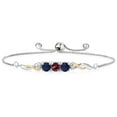 thumbnail image 1 of 925 Sterling Silver and 10K Yellow Gold Red Rhodolite Garnet Blue Sapphire and White Lab Grown Diamond Tennis Bracelet for Women (1.82 Cttw, Gemstone January Birthstone, Fully Adjustable up to 9 inch), 1 of 4