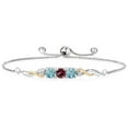 thumbnail image 1 of 925 Sterling Silver and 10K Yellow Gold Red Rhodolite Garnet Blue Zircon and White Lab Grown Diamond Tennis Bracelet for Women (2.32 Cttw, Gemstone January Birthstone, Fully Adjustable up to 9 inch), 1 of 4