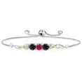 thumbnail image 1 of 925 Sterling Silver and 10K Yellow Gold Red Ruby Black Sapphire and White Lab Grown Diamond Tennis Bracelet for Women (1.95 Cttw, Gemstone July Birthstone, Fully Adjustable up to 9 inch), 1 of 4