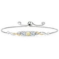 thumbnail image 1 of 925 Sterling Silver and 10K Yellow Gold White Ethiopian Opal White Moissanite and White Lab Grown Diamond Tennis Bracelet for Women (1.32 Cttw, Gemstone Birthstone, Fully Adjustable up to 9 inch), 1 of 4