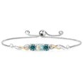 thumbnail image 1 of 925 Sterling Silver and 10K Yellow Gold White Opal Blue Moissanite and White Lab Grown Diamond Tennis Bracelet for Women (1.52 Cttw, Gemstone October Birthstone, Fully Adjustable up to 9 inch), 1 of 4