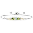 thumbnail image 1 of 925 Sterling Silver and 10K Yellow Gold White Opal Green Peridot and White Lab Grown Diamond Tennis Bracelet for Women (1.62 Cttw, Gemstone October Birthstone, Fully Adjustable up to 9 inch), 1 of 4