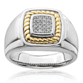 thumbnail image 1 of 925 Sterling Silver 10K Solid Yellow Gold Mens Diamond Ring, 1 of 8
