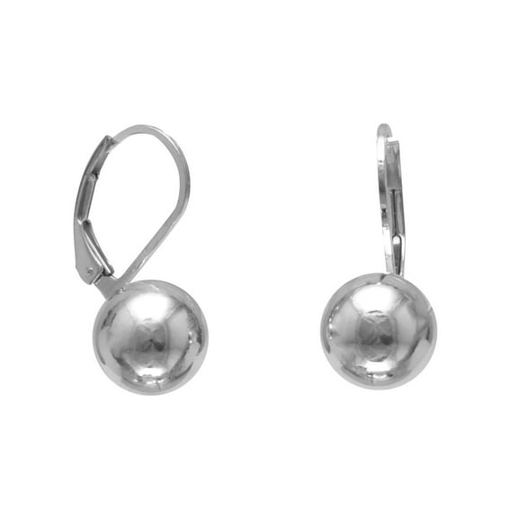 925 Sterling Silver 10mm Ball Earrings Lever Back Ball Earring for Women