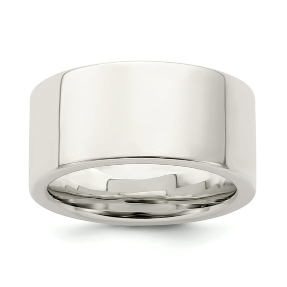 925 Sterling Silver 10mm Comfort Fit Flat Band Ring Size 10