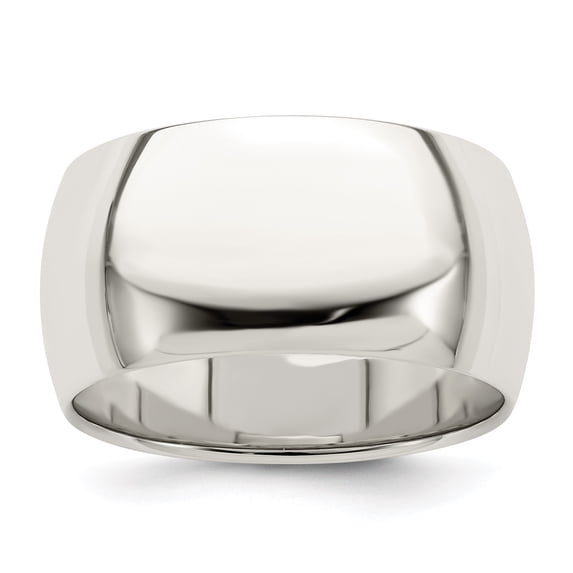 925 Sterling Silver 10mm Half Round Band Ring Size 12.5