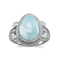 thumbnail image 1 of 925 Sterling Silver 11.2mm X 15mm Pear Shape Larimar Ring Small Bead Around Stone Size 10 Ring for Women, 1 of 2