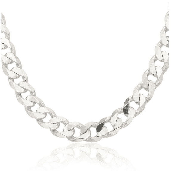 925 Sterling Silver 11mm Curb Link Chain Necklace
