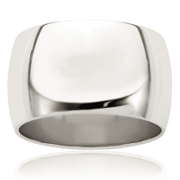 925 Sterling Silver 12mm Half Round Plain Classic Wedding Band Ring