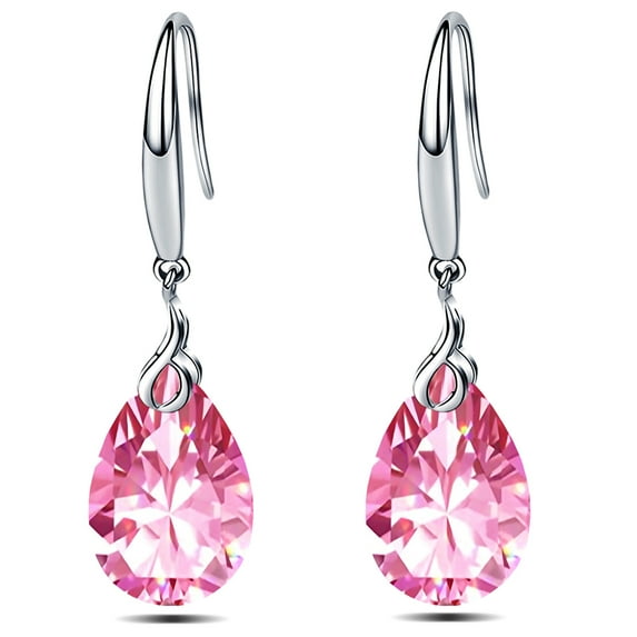 925 Sterling Silver 12mm Pear Shape Naked Drill Super Sparkle AAA Crystal Dangle Earrings For Women