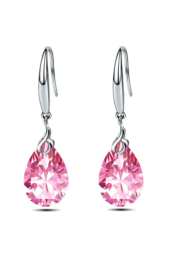 925 Sterling Silver 12mm Pear Shape Naked Drill Super Sparkle AAA Crystal Dangle Earrings For Women