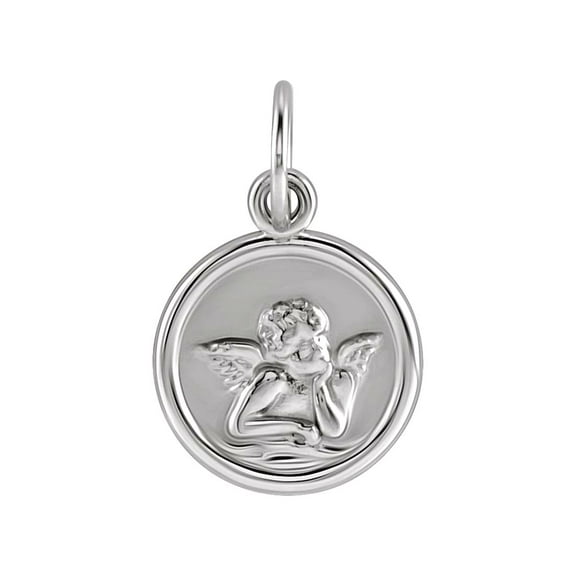925 Sterling Silver 12mm Polished Round Religious Guardian Angel Medal Pendant Necklace Pendant for Women