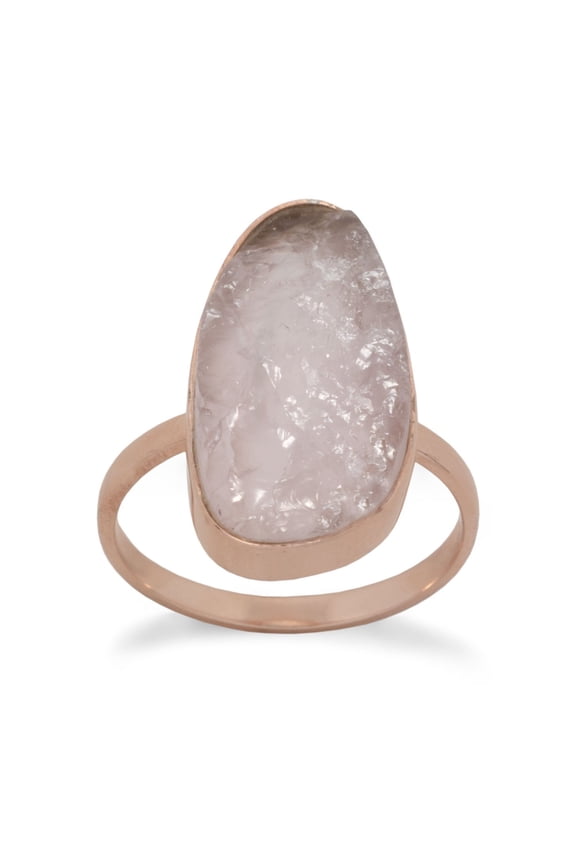 .925 Sterling Silver 14 Karat Rose Gold Plated Rose Quartz Women's Ring