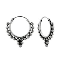 925 Sterling Silver 14 mm Bali Hoop Earrings with Multi Balls
