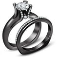 thumbnail image 1 of 925 Sterling Silver 14K Black Gold Plated Round Cut White Diamond Engagement Bridal Ring Set For Women, 1 of 1