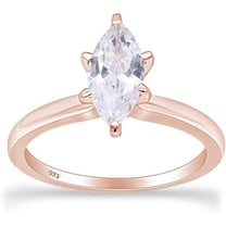 925 Sterling Silver 14K Rose Gold Finish Engagement Rings Marquise Cut Solitaire Wedding Promise Rings for Women