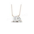 thumbnail image 1 of 925 Sterling Silver 14K Rose Gold Finish Pear & Emerald Cut White Diamond Toi Et Moi 2 Stone Pendant Necklace For Women, 1 of 4