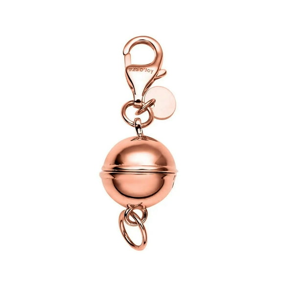 Magnetic Clasps for Necklaces in 925 Sterling Silver Magnetic Necklace Clasp 14K Rose Gold Plated Round Jewelry Lock with Lobster Clasp Women 2.50 Grams Birthday Christmas Gifts