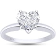 thumbnail image 1 of 925 Sterling Silver 14K White Gold Finish Engagement Rings Heart Cut Solitaire Wedding Promise Rings for Women, 1 of 1