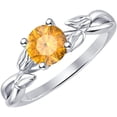 thumbnail image 1 of 925 Sterling Silver 14K White Gold Finish Round Cut Citrine Leaf Solitaire Engagement Ring For Womens, 1 of 1