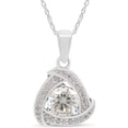 thumbnail image 1 of 925 Sterling Silver 14K White Gold Finish Round Cut White Diamond Celtic Knot Pendant Necklace for Women, 1 of 1