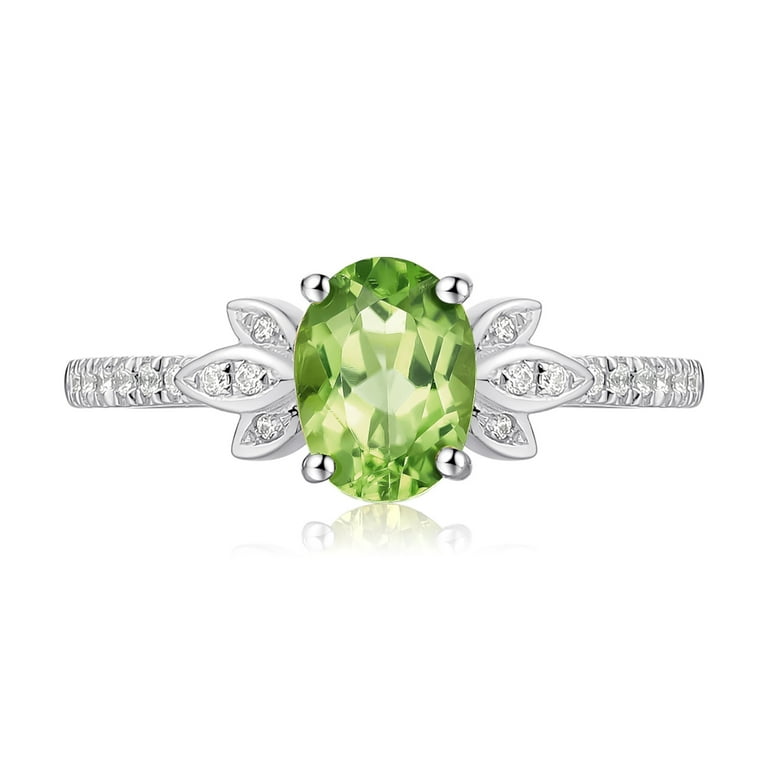 Sterling Silver Oval Peridot And White CZ Ring Sterling Silver Oval Peridot And White CZ Ring