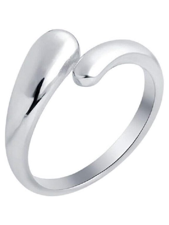 925 Sterling Silver 14K White Gold Over Adjustable Polished Toe Ring for Women's