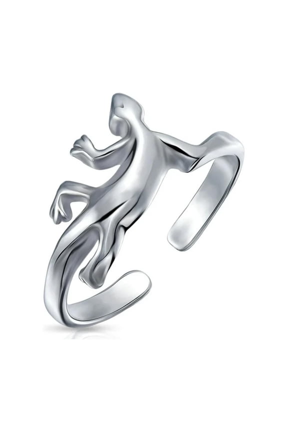 925 Sterling Silver 14K White Gold Over Lizard Shape Adjustable Toe Ring for Women's