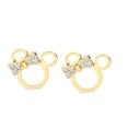 thumbnail image 1 of 925 Sterling Silver 14K White Gold Plated Round Cut White Diamond Outline Mouse Stud Earrings, 1 of 1