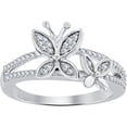 thumbnail image 1 of 925 Sterling Silver 14K WhiteGold Plating Round Cut White Diamond Butterfly Engagement Ring For Women, 1 of 1
