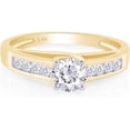 thumbnail image 1 of 925 Sterling Silver 14K Yellow Gold Finish Engagement Rings Round Cut solitaire with accents Wedding Promise Rings for Women, 1 of 1