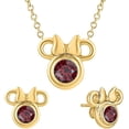 thumbnail image 1 of 925 Sterling Silver 14K Yellow Gold Finish Round Cut Red Garnet Gemstone Solitaire Cute Mouse Pendant Necklace & Earring Jewelry Set For Women, 1 of 1