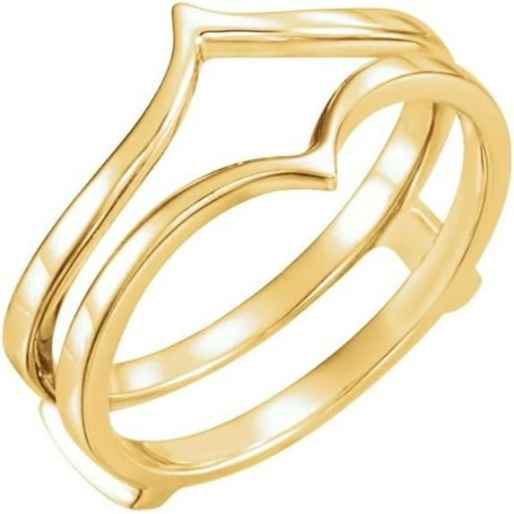 925 Sterling Silver 14K Yellow Gold Finish V Shape Polished Plain Enhancer Wrap Engagement Wedding Ring