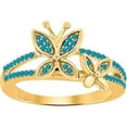 thumbnail image 1 of 925 Sterling Silver 14K Yellow Gold Plating Round Cut Gemstone swiss Blue Topaz Butterfly Engagement Ring For Women, 1 of 1