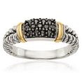 thumbnail image 1 of 925 Sterling Silver Vintage Black Diamond Cocktail Statement Ring, 1 of 8