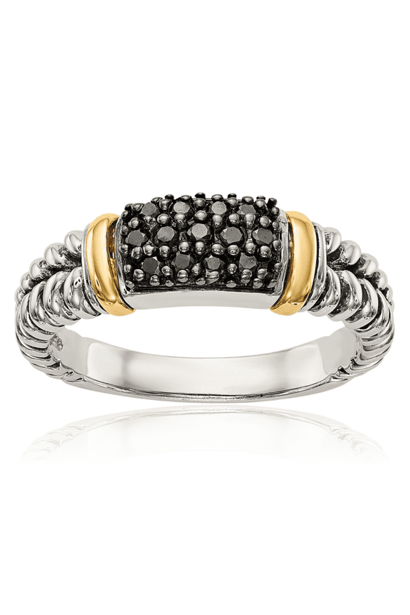 925 Sterling Silver Vintage Black Diamond Cocktail Statement Ring