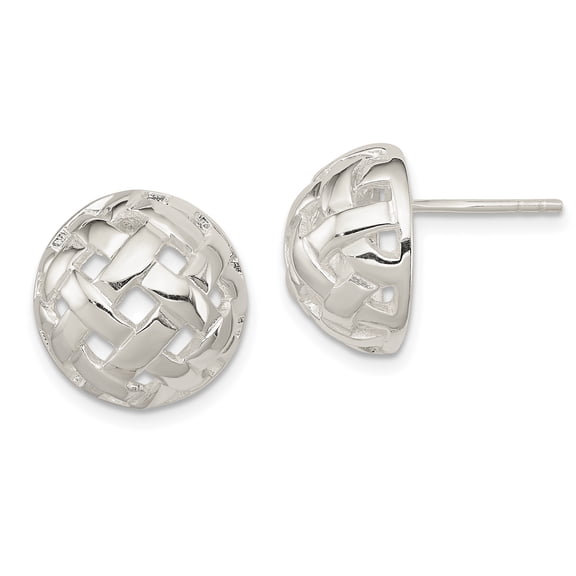 925 Sterling Silver 14mm Fancy Ball Post Earrings