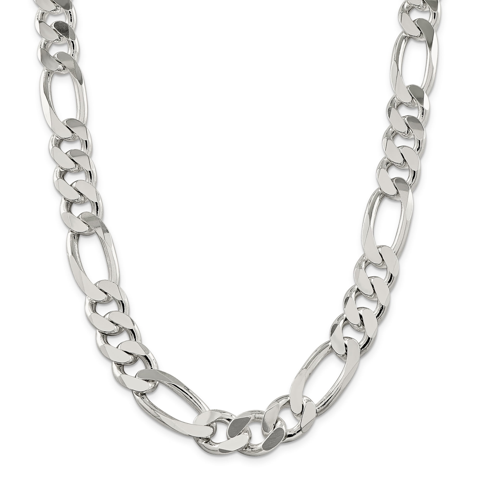 925 Sterling Silver 15mm Link Figaro Chain Necklace 24 Inch