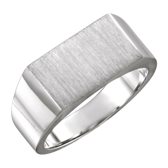 925 Sterling Silver 15x9mm Brush Finished Top Polished Signet Ring Size 11 Ring for Women