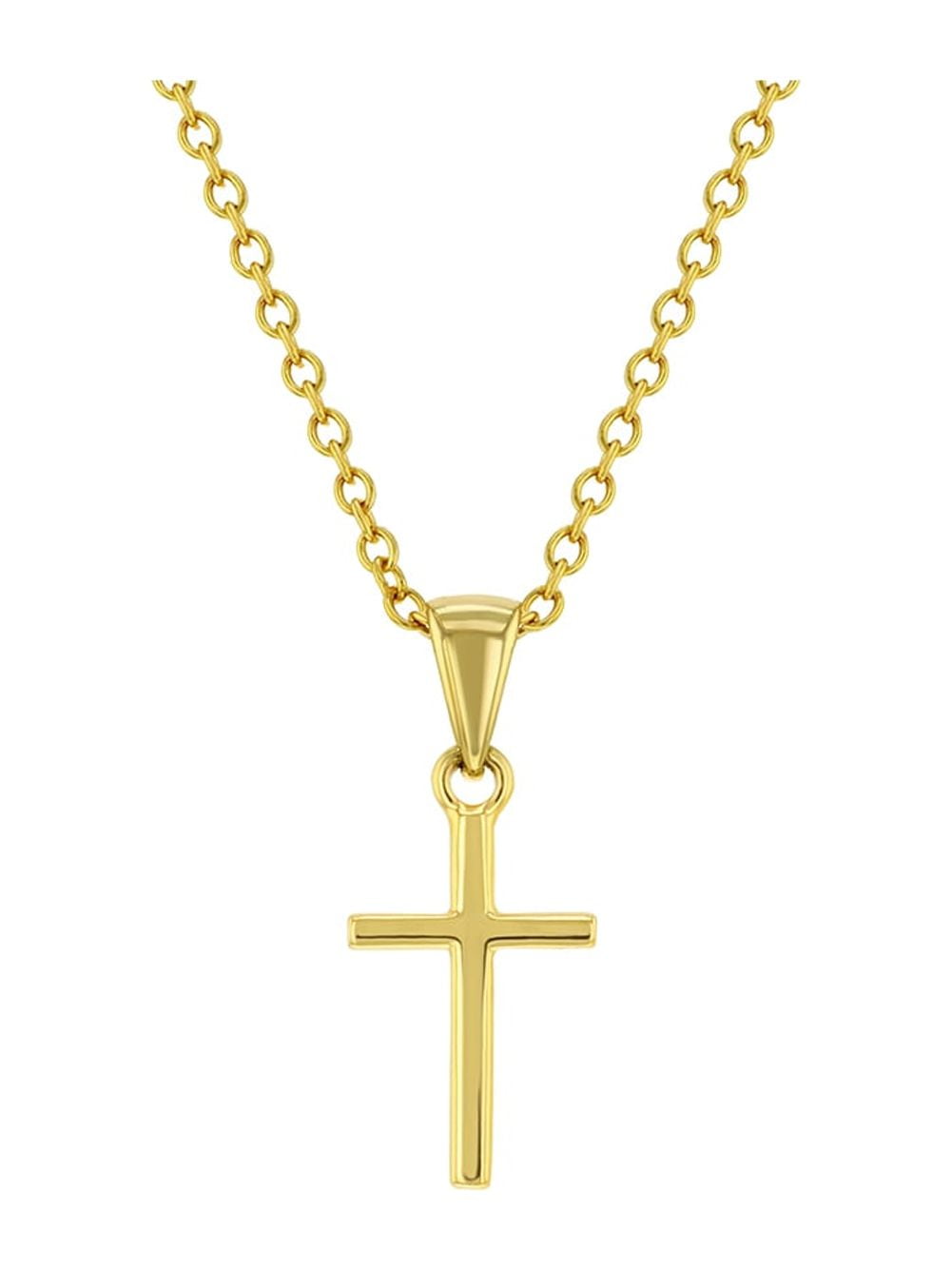 925 Sterling Silver 16" Small Cross Necklace Pendant for Infants